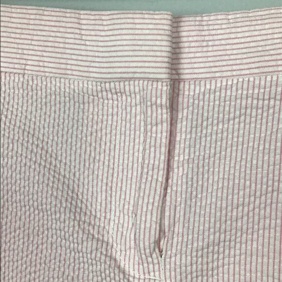 J. Crew Seersucker Mini Skirt Tailored Nautical Pink White Stripe Pockets sz 6 - Picture 5 of 7